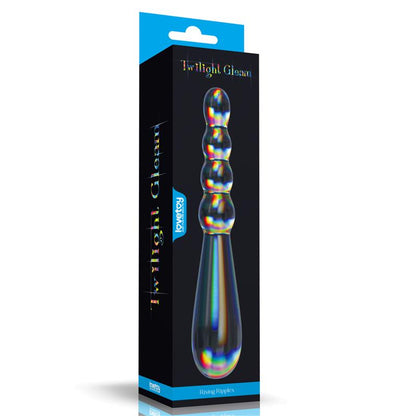 LOVETOY - GLOW IN THE DARK GLASS DILDO TWILIGHT GLEAM RISING RIPPLES