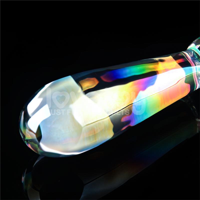 LOVETOY - GLOW IN THE DARK GLASS DILDO TWILIGHT GLEAM RISING RIPPLES
