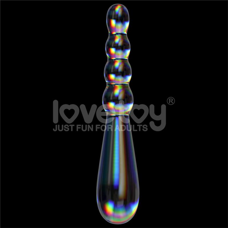 LOVETOY - GLOW IN THE DARK GLASS DILDO TWILIGHT GLEAM RISING RIPPLES