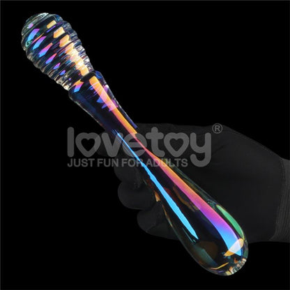LOVETOY - GLOW IN THE DARK GLASS DILDO TWILIGHT GLEAM TWIN PLEASURES