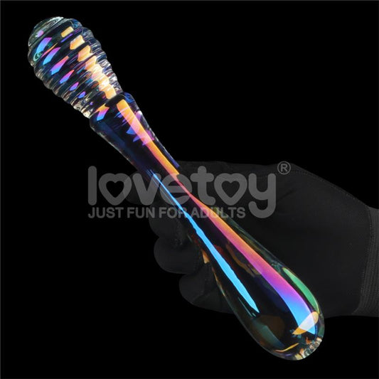 LOVETOY - GLOW IN THE DARK GLASS DILDO TWILIGHT GLEAM TWIN PLEASURES