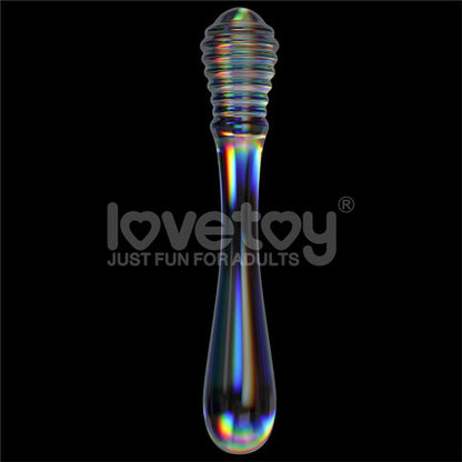 LOVETOY - GLOW IN THE DARK GLASS DILDO TWILIGHT GLEAM TWIN PLEASURES