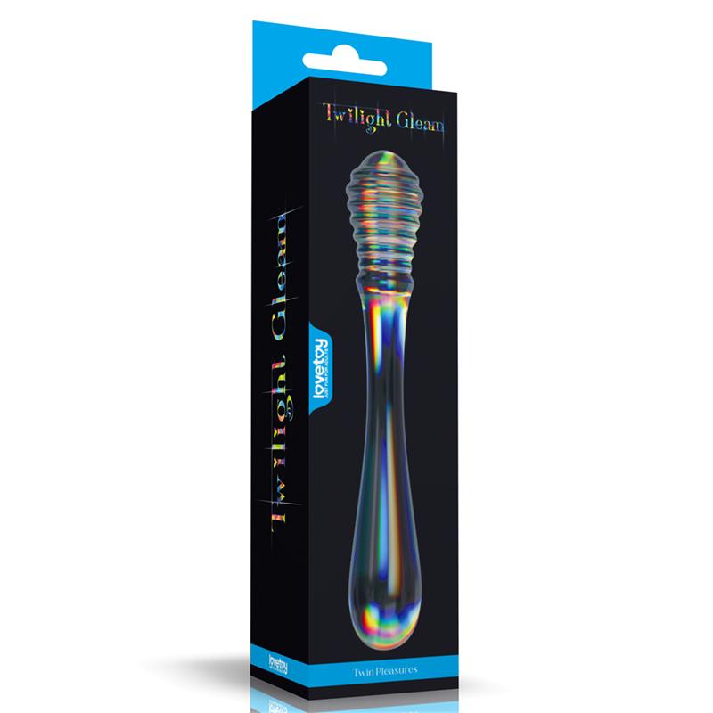 LOVETOY - GLOW IN THE DARK GLASS DILDO TWILIGHT GLEAM TWIN PLEASURES