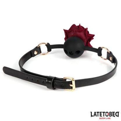 LATETOBED BDSM LINE - GOLD METAL ROSE GAG BALL