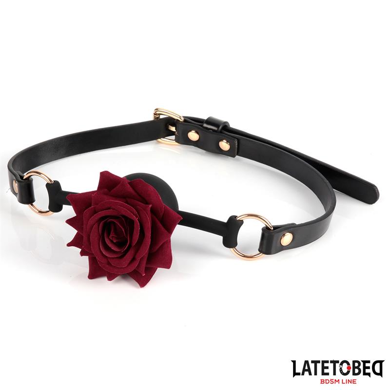 LATETOBED BDSM LINE - GOLD METAL ROSE GAG BALL