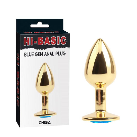 CHISA - GOLDEN BUTT PLUG WITH BLUE JEWEL