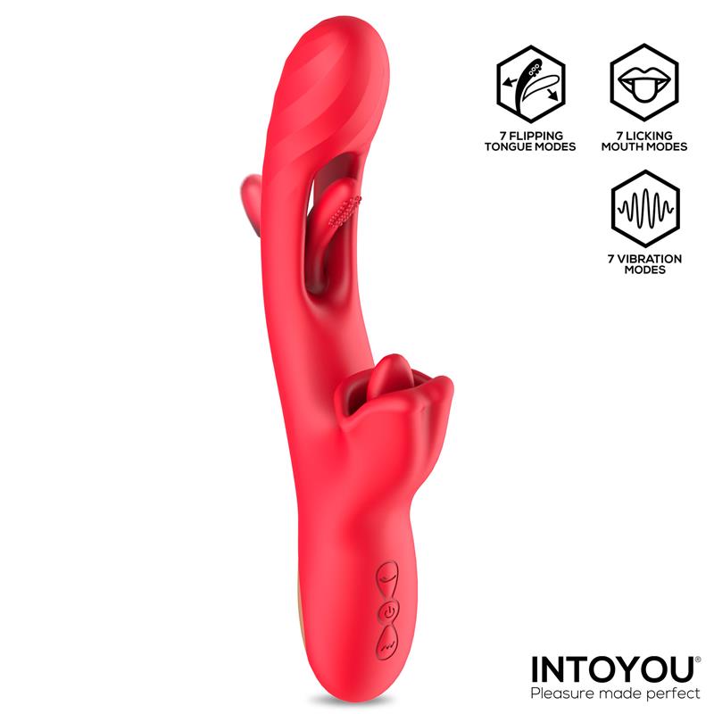 INTENSE - JESSICA MULTIFUNCTION VIBRATOR CLITORIS STIMULATION 24.8 CM RED