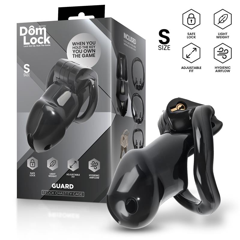 DOMLOCK - GUARD CHASTITY CAGE WITH INTERNAL LOCK SIZE S