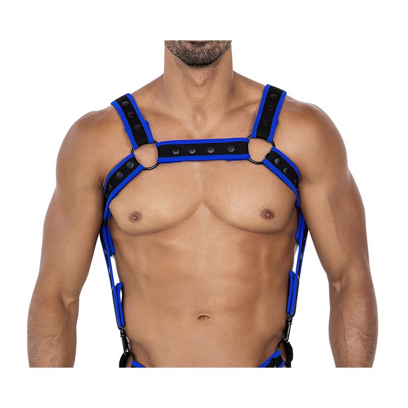 CUT4MEN - H4RNESS05 HARNAIS DE POITRINE BLEU ÉLECTRIQUE NÉON TAILLE UNIQUE