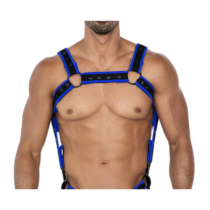 CUT4MEN - H4RNESS05 HARNAIS DE POITRINE BLEU ÉLECTRIQUE NÉON TAILLE UNIQUE
