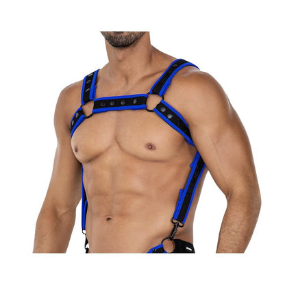 CUT4MEN - H4RNESS05 HARNAIS DE POITRINE BLEU ÉLECTRIQUE NÉON TAILLE UNIQUE