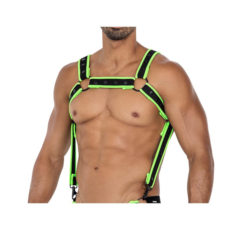 CUT4MEN - HARNAIS DE POITRINE H4RNESS05 VERT NÉON TAILLE UNIQUE