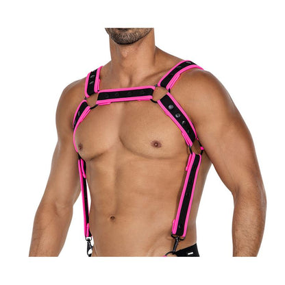 CUT4MEN - H4RNESS05 ARNÉS DE PECHO NEON HOTPINK TALLA ÚNICA