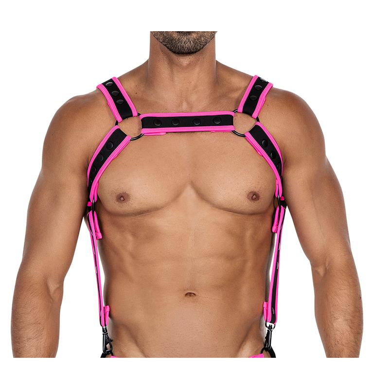 CUT4MEN - H4RNESS05 ARNÉS DE PECHO NEON HOTPINK TALLA ÚNICA