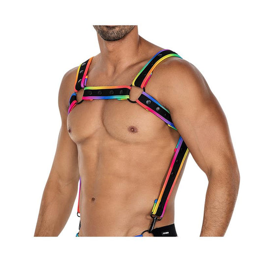 CUT4MEN - H4RNESS05 CHEST HARNESS NEON MULTICOLOR ONE SIZE