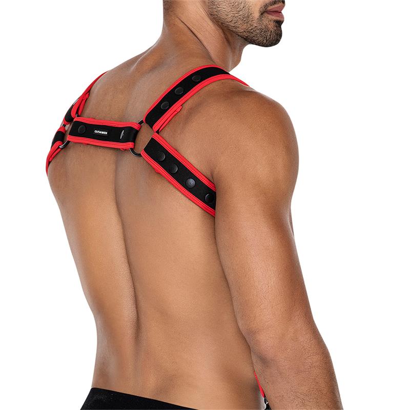 CUT4MEN - H4RNESS05 ARNÉS DE PECHO ROJO NEÓN TALLA ÚNICA
