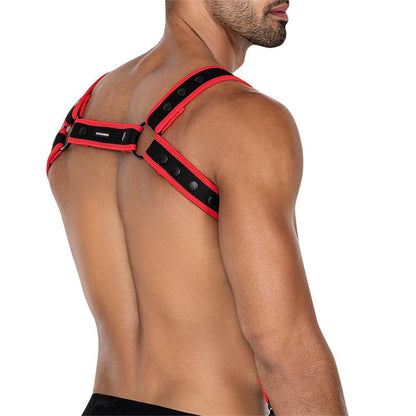 CUT4MEN - H4RNESS05 ARNÉS DE PECHO ROJO NEÓN TALLA ÚNICA