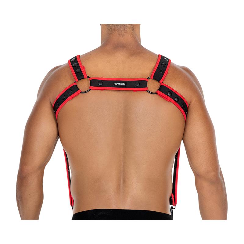 CUT4MEN - H4RNESS05 ARNÉS DE PECHO ROJO NEÓN TALLA ÚNICA