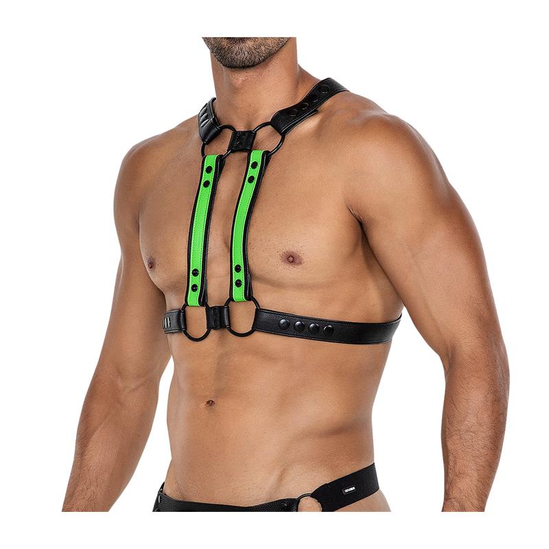 CUT4MEN - ARNÉS DE PECHO H4RNESS06 4 VÍAS VERDE BLAZING TALLA ÚNICA
