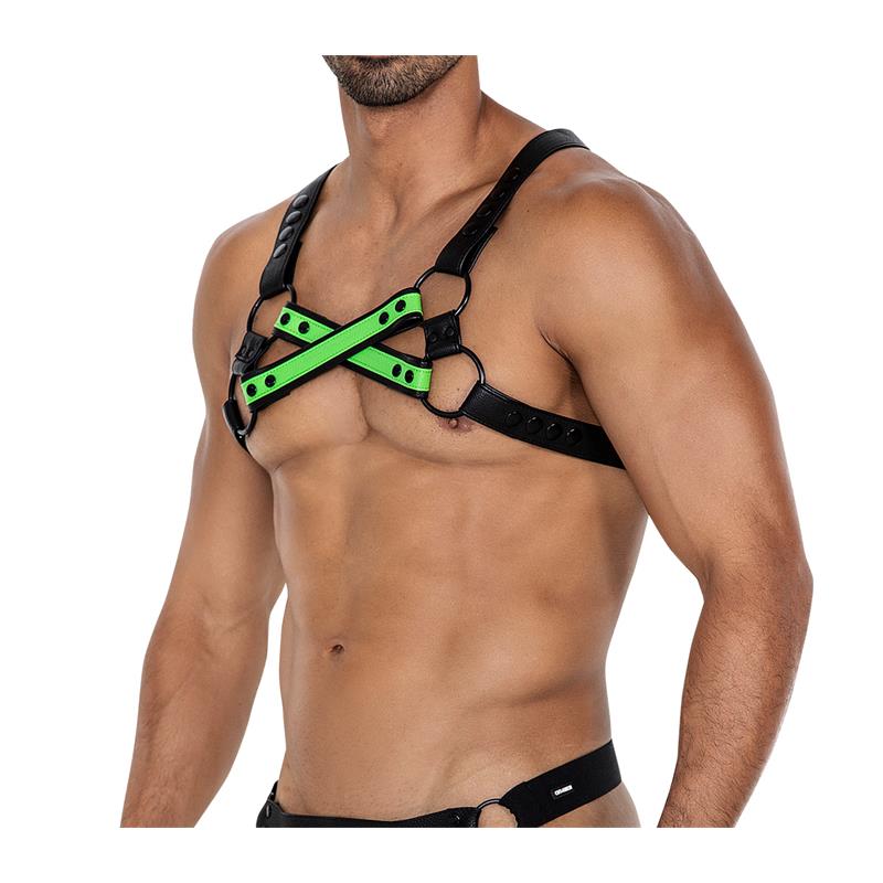 CUT4MEN - ARNÉS DE PECHO H4RNESS06 4 VÍAS VERDE BLAZING TALLA ÚNICA