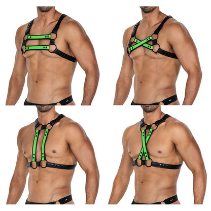 CUT4MEN - H4RNESS06 CHEST HARNESS 4WAY BLAZING GREEN ONE SIZE