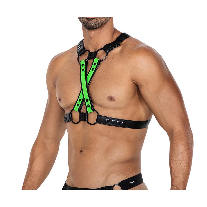 CUT4MEN - ARNÉS DE PECHO H4RNESS06 4 VÍAS VERDE BLAZING TALLA ÚNICA