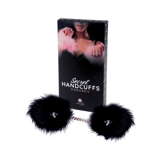 SECRET PLAY - HANDCUFFS WITH MARABOU BLACK