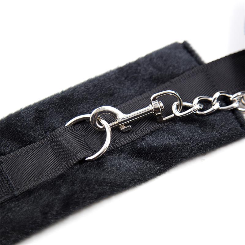 INTOYOU BDSM LINE - HANDCUFFS WITH VELCRO WITH LONG FUR BLACK