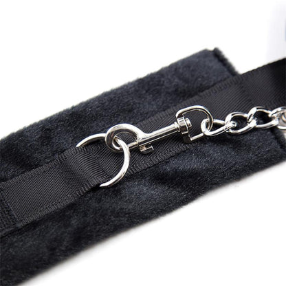 INTOYOU BDSM LINE - HANDCUFFS WITH VELCRO WITH LONG FUR BLACK