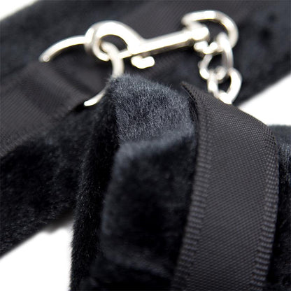 INTOYOU BDSM LINE - HANDCUFFS WITH VELCRO WITH LONG FUR BLACK
