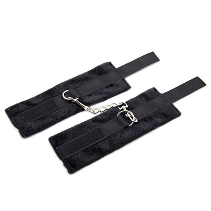 INTOYOU BDSM LINE - HANDCUFFS WITH VELCRO WITH LONG FUR BLACK