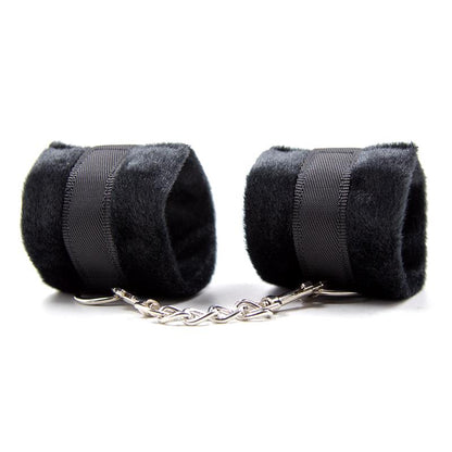 INTOYOU BDSM LINE - HANDCUFFS WITH VELCRO WITH LONG FUR BLACK