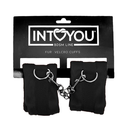 INTOYOU BDSM LINE - HANDCUFFS WITH VELCRO WITH LONG FUR BLACK