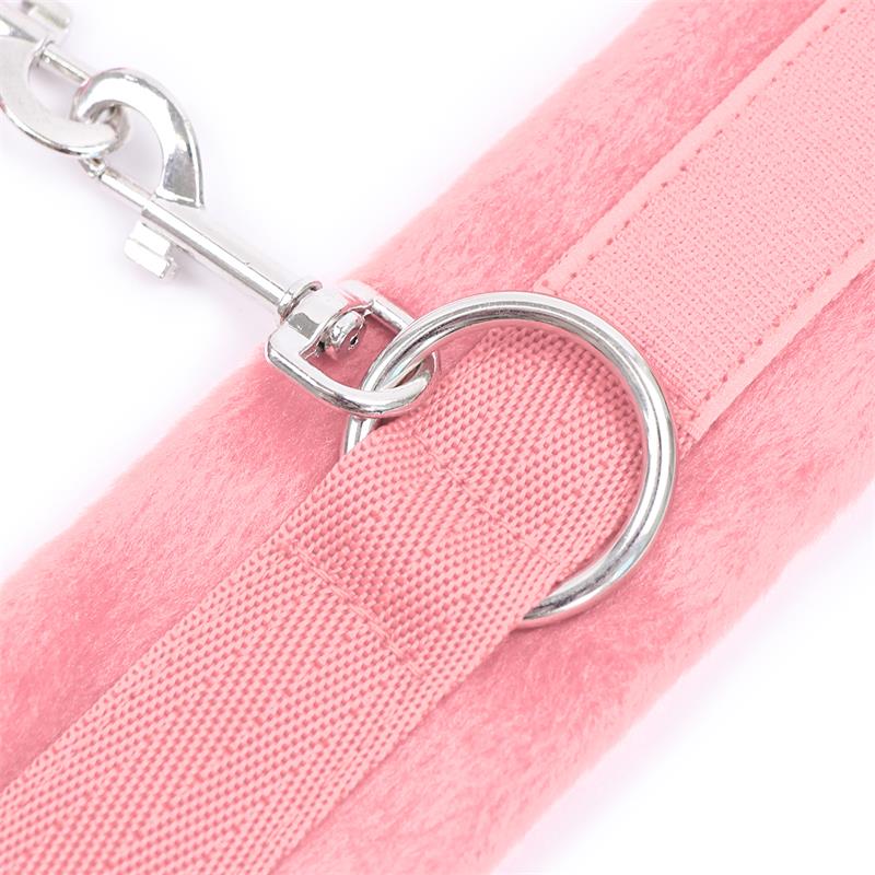 INTOYOU BDSM LINE - HANDCUFFS WITH VELCRO WITH LONG FUR PINK