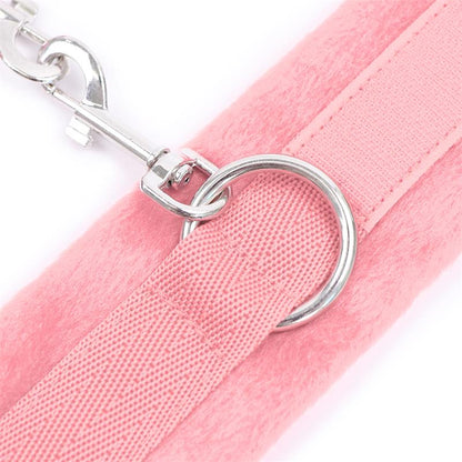INTOYOU BDSM LINE - HANDCUFFS WITH VELCRO WITH LONG FUR PINK