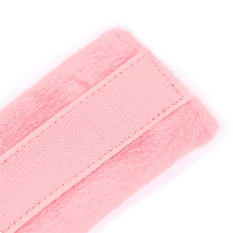 INTOYOU BDSM LINE - HANDCUFFS WITH VELCRO WITH LONG FUR PINK