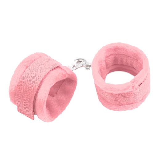 INTOYOU BDSM LINE - HANDCUFFS WITH VELCRO WITH LONG FUR PINK