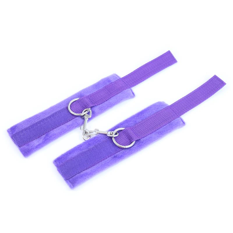 INTOYOU BDSM LINE - HANDCUFFS WITH VELCRO WITH LONG FUR PURPLE