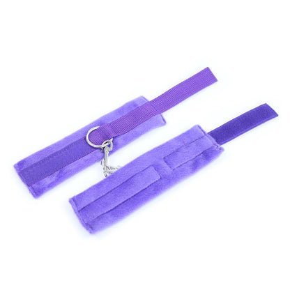 INTOYOU BDSM LINE - HANDCUFFS WITH VELCRO WITH LONG FUR PURPLE