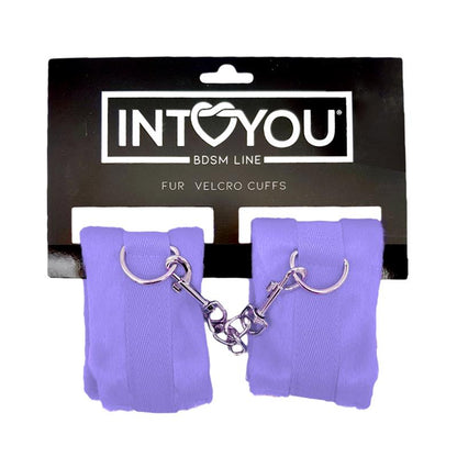 INTOYOU BDSM LINE - HANDCUFFS WITH VELCRO WITH LONG FUR PURPLE
