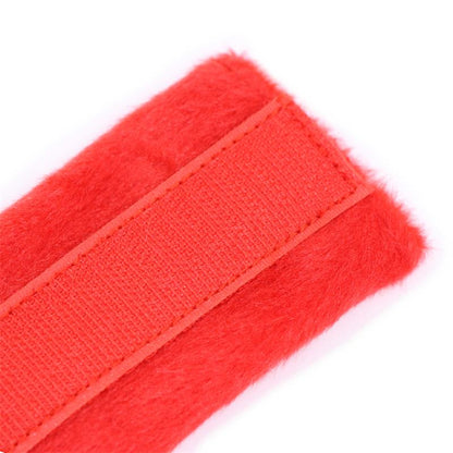 INTOYOU BDSM LINE - HANDCUFFS WITH VELCRO WITH LONG FUR RED