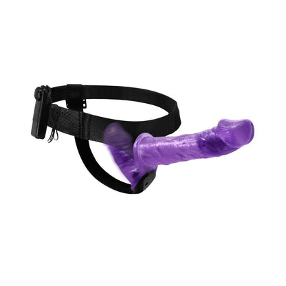 BAILE - HARNESS DOUBLE DILDO WITH VIBRATION PURPLE