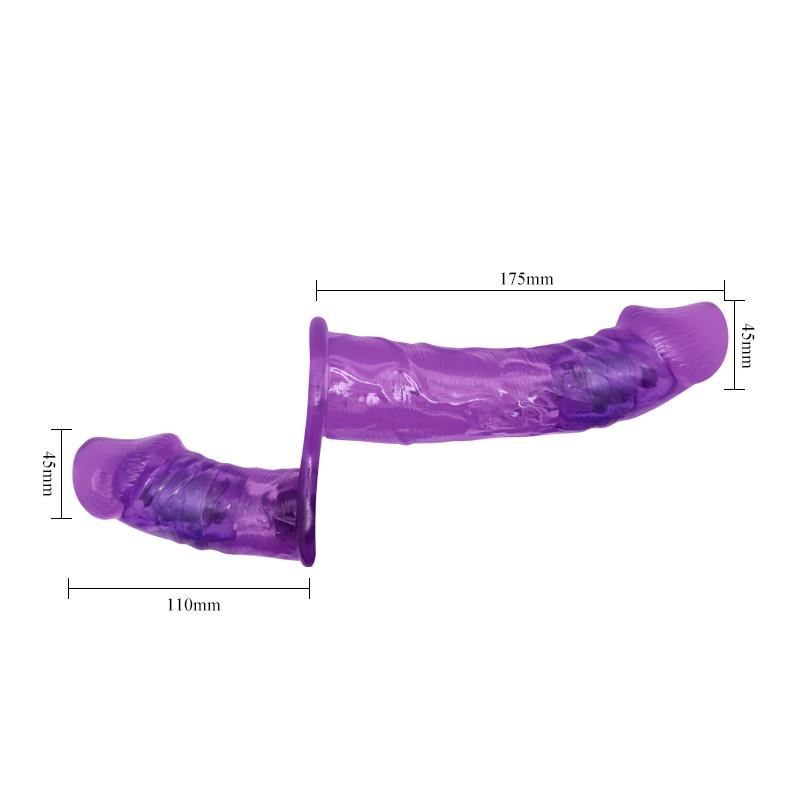 BAILE - HARNESS DOUBLE DILDO WITH VIBRATION PURPLE