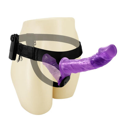 BAILE - HARNESS DOUBLE DILDO WITH VIBRATION PURPLE
