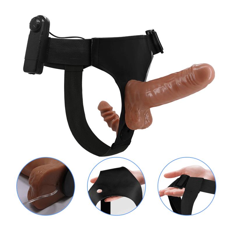 BAILE - HARNESS WITH DOUBLE RETRACTABLE DILDO WITH VIBRATION