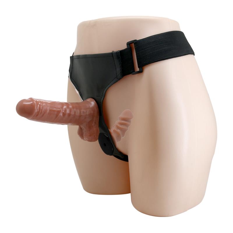 BAILE - HARNESS WITH DOUBLE RETRACTABLE DILDO WITH VIBRATION