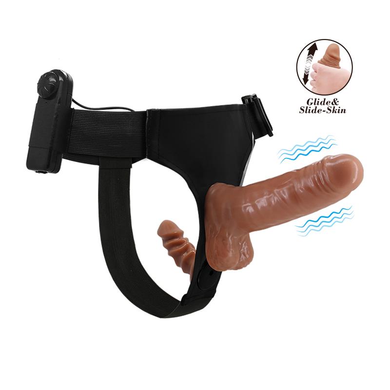 BAILE - HARNAIS AVEC DOUBLE DILDO RÉTRACTABLE ET VIBRATION