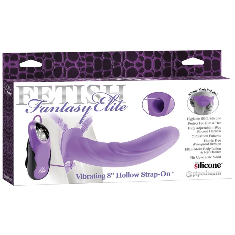 FETISH FANTASY ELITE - HARNESS WITH HOLLOW DILDO WITH VIBRATION 20 CM PURPLE