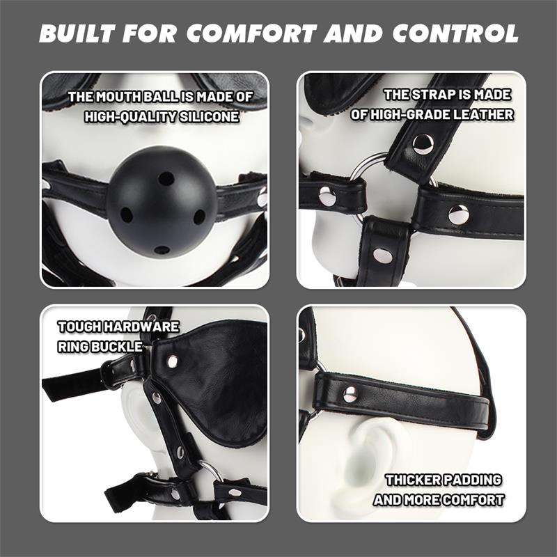 CHISA - HEAD HARNESS WITH BALL GAG AND EYE MASK