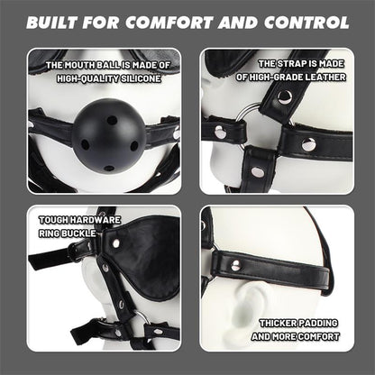 CHISA - HEAD HARNESS WITH BALL GAG AND EYE MASK